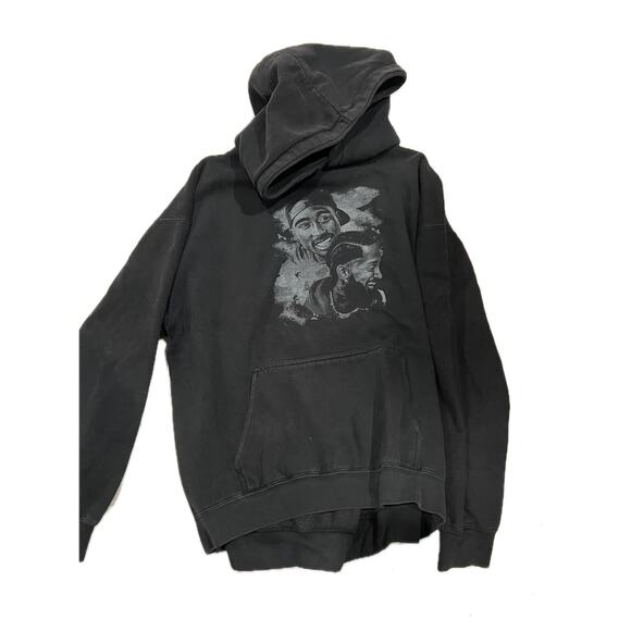 Tupac Nipsey Hussle Black Pullover Hoodie Mens L - Picture 1 of 2